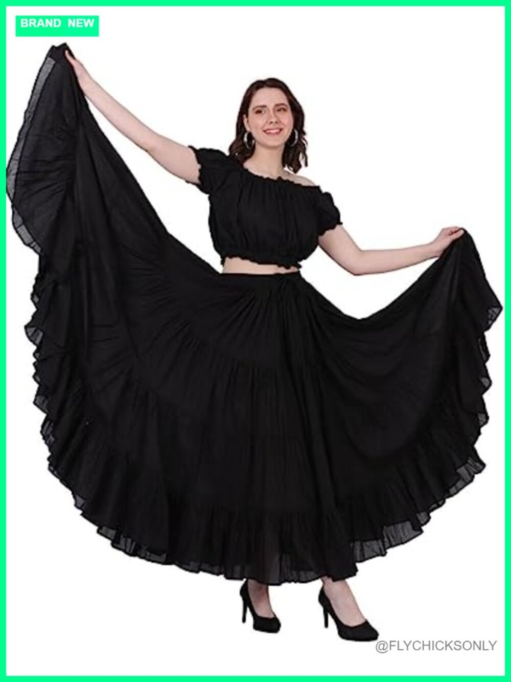 Plus Size 25 Yard Cotton Maxi Skirt Flowy Tiered Belly Dance